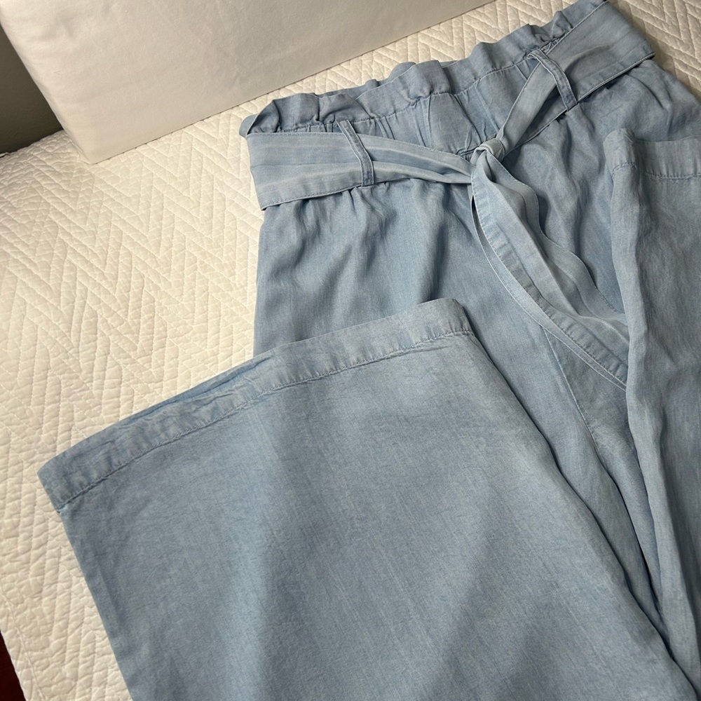 Forever, 21 contemporary wide leg gauchos  blue‎ denim look belted high waisted - Picture 7 of 9
